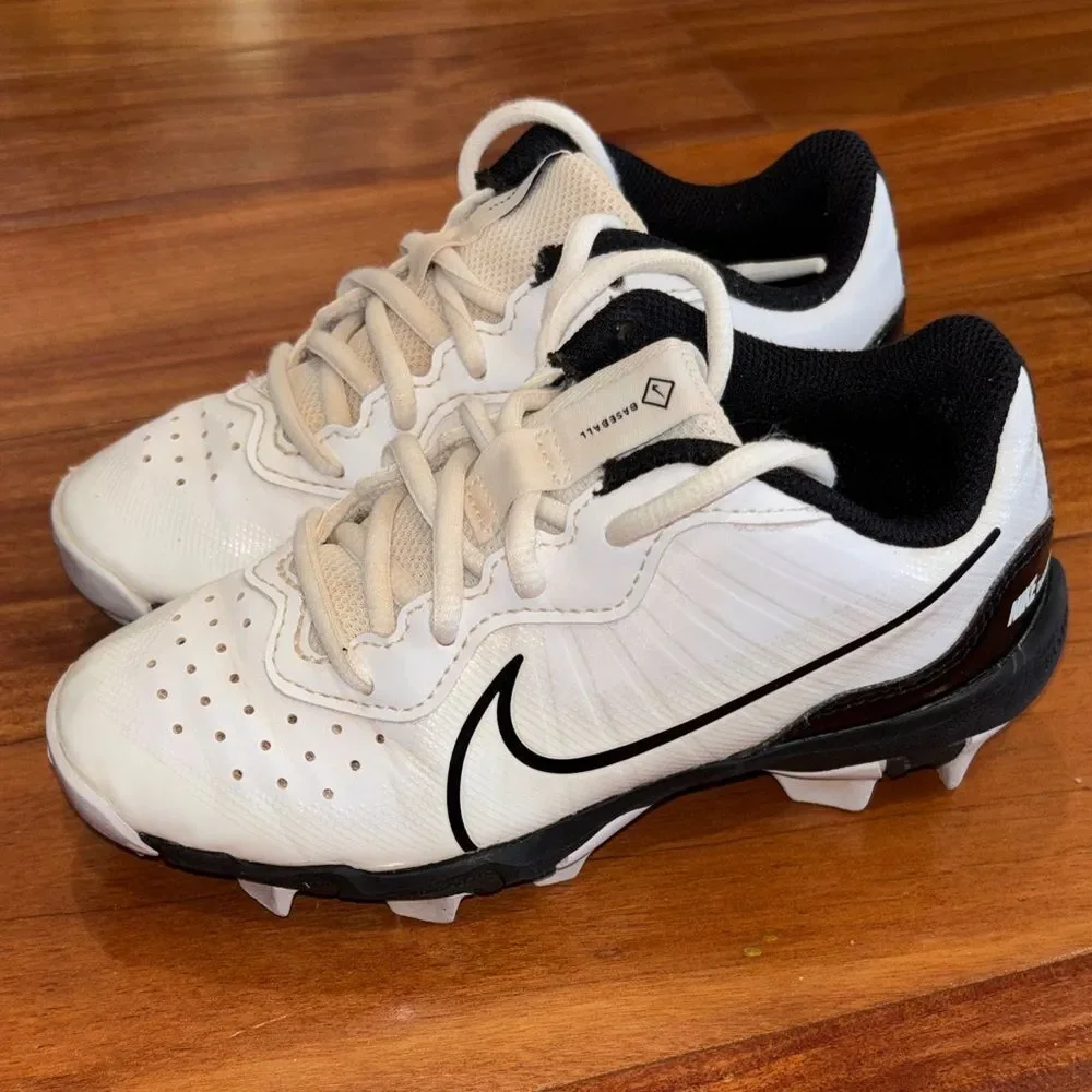 Nike Kids White and Black Football Baseball Cleats Sneakers size 13K